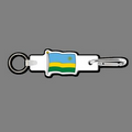 4mm Clip & Key Ring W/ Full Color Flag of Rwanda Key Tag